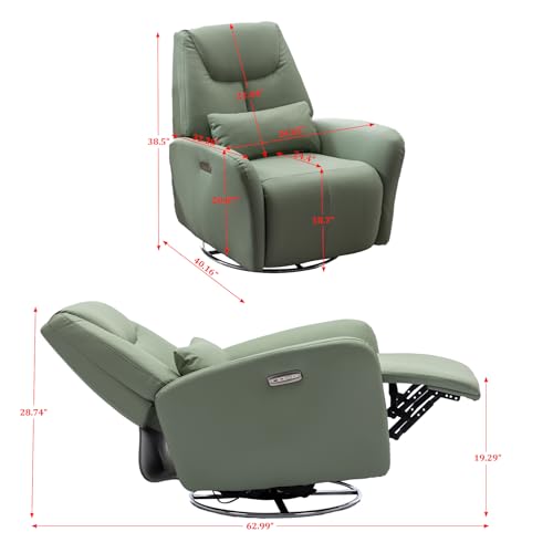 Green Faux Leather Power Recliner with Smart Controls