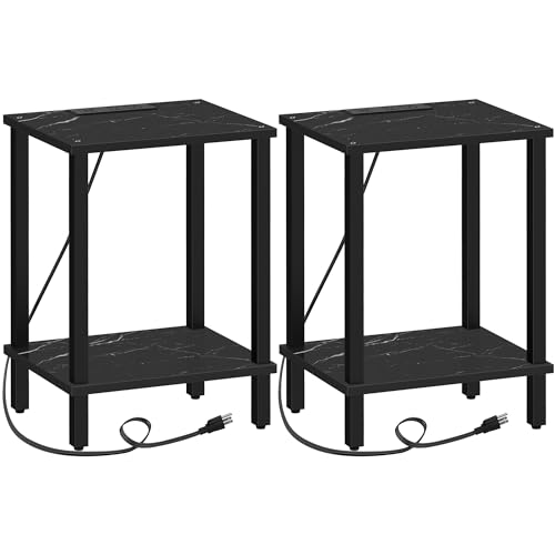 TUTOTAK End Table with USB Ports and Outlets