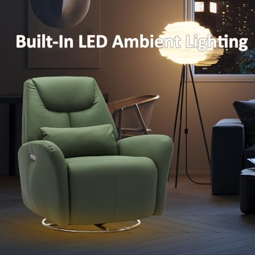 Green Faux Leather Power Recliner with Smart Controls