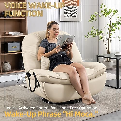 Modern White Swivel Recliner Chair with USB Port