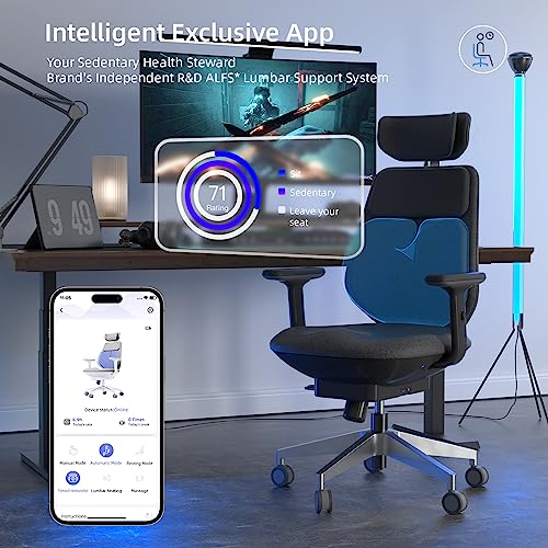 backrobo Smart Ergonomic Office Chair, Massage Lumbar Support, App-Controlled