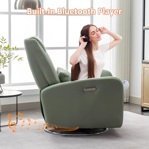 Green Faux Leather Power Recliner with Smart Controls