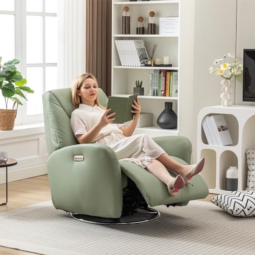 Green Faux Leather Power Recliner with Smart Controls