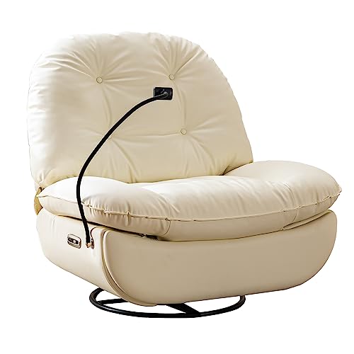 Modern White Swivel Recliner Chair with USB Port