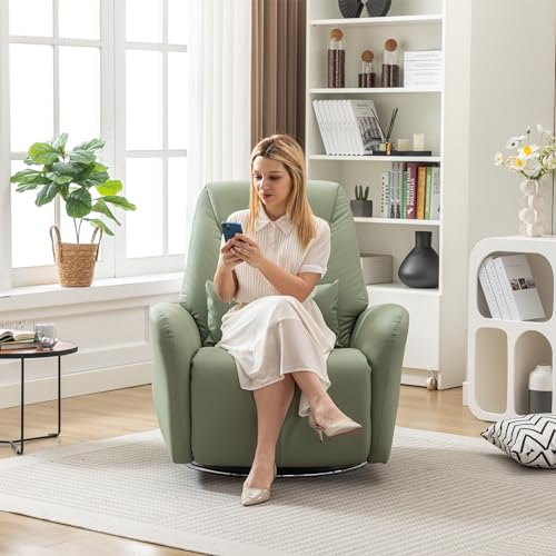 Green Faux Leather Power Recliner with Smart Controls