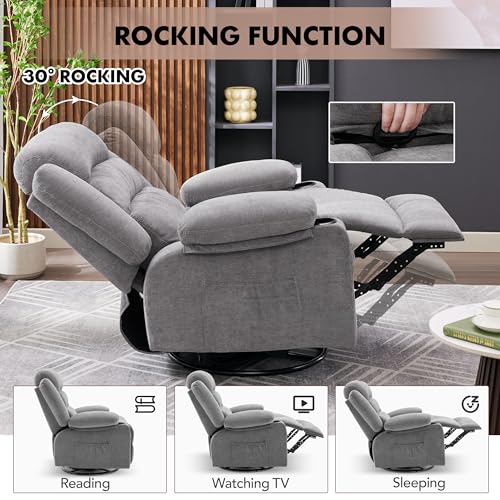 DIFUY Swivel Rocker Recliner Chair with Heat & Massage