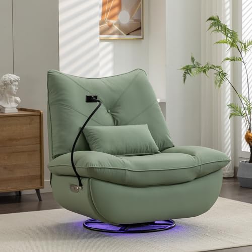 Green Electric Recliner with USB Ports and Voice Control