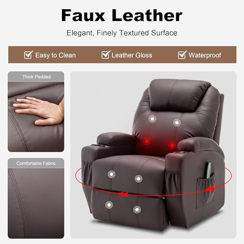 Power lift recliner with massage, heating, and cup holder