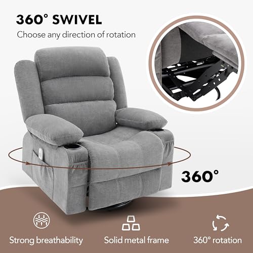 DIFUY Swivel Rocker Recliner Chair with Heat & Massage