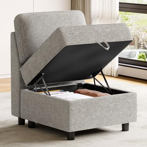 Customizable Modular Sofa Set with Storage, Grey Color