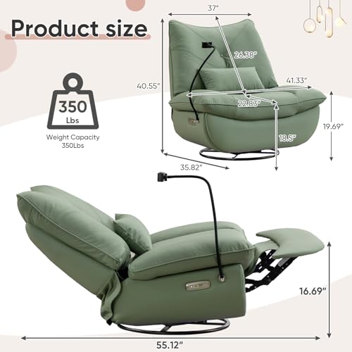Green Electric Recliner with USB Ports and Voice Control