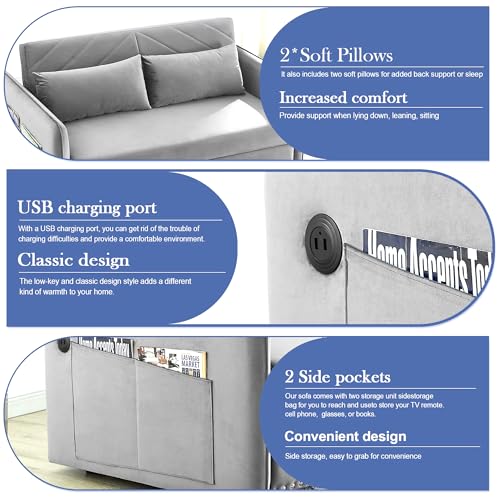 SumKea Loveseat Sleeper with USB Port and Nailhead Trim