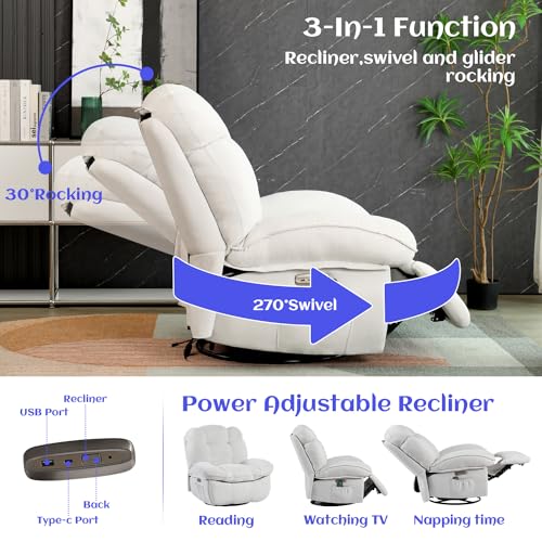 EDWELL Swivel Recliner Chair with Massage, Heating, USB Ports
