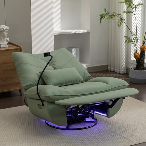 Green Electric Recliner with USB Ports and Voice Control