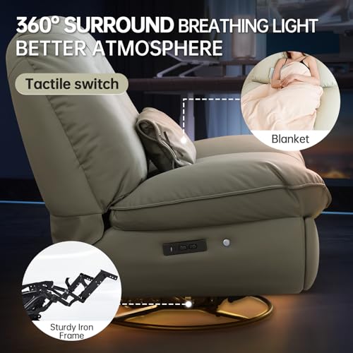 COOSLEEP Electric Oversized Swivel Recliner with Surround Sound