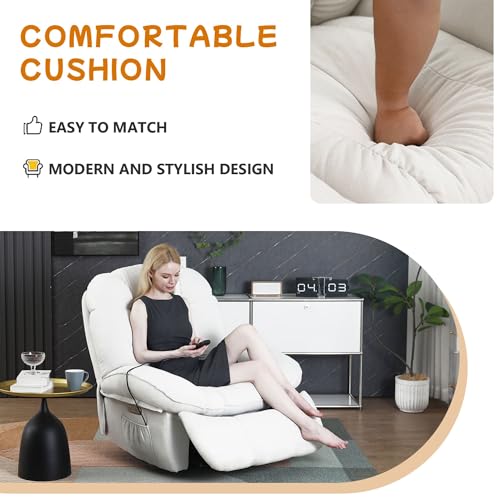 EDWELL Swivel Recliner Chair with Massage, Heating, USB Ports