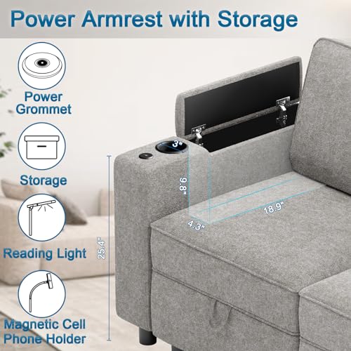 Modular Sofa with Storage, Armrest, Cup Holder & More