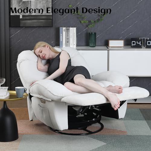 EDWELL Swivel Recliner Chair with Massage, Heating, USB Ports