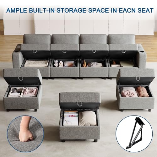 Modular Sofa with Storage, Armrest, Cup Holder & More