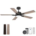 Livory 52 Smart Ceiling Fans with Lights Remote,Quiet DC Motor,Outdoor Indoor Modern Ceiling Fan,Voice Control via WIFI Alexa App,6-speed,for Farmhouse Bedroom Patio,Ventilador,Black & Walnut Grey