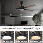 Livory 52 Smart Ceiling Fans with Lights Remote,Quiet DC Motor,Outdoor Indoor Modern Ceiling Fan,Voice Control via WIFI Alexa App,6-speed,for Farmhouse Bedroom Patio,Ventilador,Black & Walnut Grey