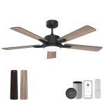Livory 52 Smart Ceiling Fans with Lights Remote,Quiet DC Motor,Outdoor Indoor Modern Ceiling Fan,Voice Control via WIFI Alexa App,6-speed,for Farmhouse Bedroom Patio,Ventilador,Black & Walnut Grey