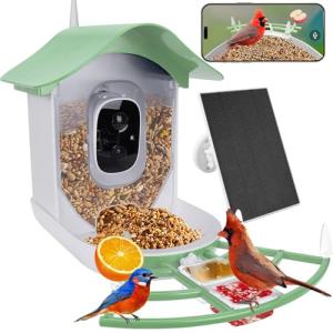 Smart Bird Feeder with Camera, AI Identify Bird Breed,Auto Capture Backyard Garden Bird Watching,Motion Detection, Solar-Powered WiFi 1080P Live Camera for Birds lover