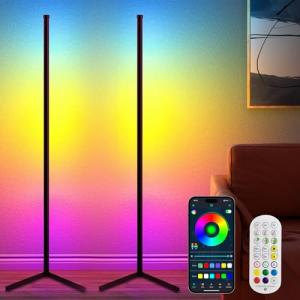 TJOY 2 pack Led Corner Floor Lamp, Smart RGB Floor Lamp with APP&Remote, 16 Million Colors Changing, Music sync, Modern corner led light for Bedroom Living Room and Gaming Room, Timing&Schedule