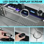 30 Inch Drop In Waterfall Kitchen Sink with Pull-out Faucet-Wesliv 30x18 Drop In Kitchen Sink Digital Display Kitchen Sink 18 Guage Multifunction Single Bowl Smart Kitchen Sink with Cup Washer