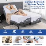 Vipbear Split King Adjustable Bed Base with Mattress, 14 Inch Gel Memory Foam Medium-Firm Mattress in Box, Adjustable Bed Frame, Wireless Remote, Massage, Easy Assembly, Electric Smart Bed, Grey