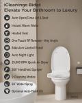 iCleaningo DC01 Bidet Attachment For Toilet Warm Water,iCleaningo Bidet Toilet Seat With Auto Open/Close Lid,Heated Bidet Seat,Air Dryer,Instant Warm Water,Vortex Sprayer, Auto Nightlight,Elongated
