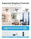 VONLUCE Ceiling Fans with Lights, 52 inch Smart Ceiling Fan with Remote/APP/Alexa Control, 3 Blades, 6 Speeds, Reversible DC Motor, Noiseless, Wood Ceiling Fan for Bedroom, Farmhouse, Black
