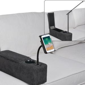 beyond SMART Multifunctional Sofa Armrest, Couch Armrest with Cup Holder, Removable Sofa Caddy with Storage,Equipped with LED Reading Light&Wireless Charge Stand, Black