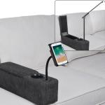 beyond SMART Multifunctional Sofa Armrest, Couch Armrest with Cup Holder, Removable Sofa Caddy with Storage,Equipped with LED Reading Light&Wireless Charge Stand, Black