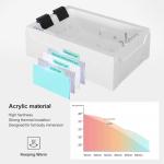 Weibath 73'' Whirlpool Tub Water Massage Two Person Jetted Bathtub 3 Sided Apron Corner Whirlpool Tub with 22 Water Jets