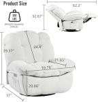 EDWELL Swivel Recliner Chair with Massage, Heating, USB Ports