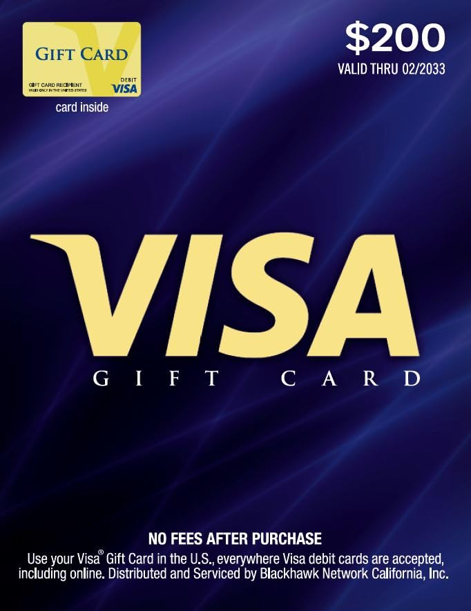 $200 Visa Gift Card with $6.95 fee included