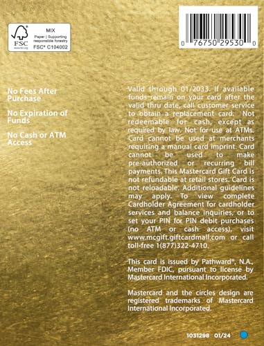 $100 Mastercard Gift Card with $5.95 Purchase Fee