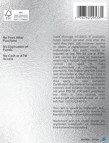 $50 Mastercard Gift Card - Purchase Fee $4.95