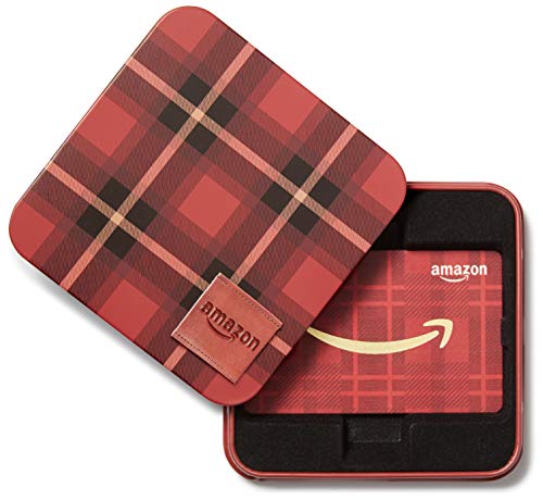Amazon.com Gift Card in Plaid Tin