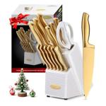 Titanium-Coated 14-Piece Gold Knife Set