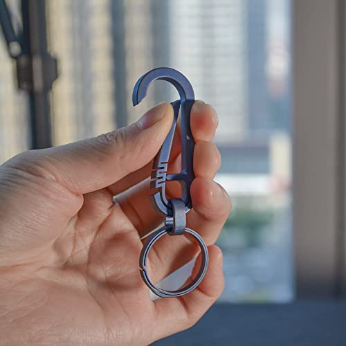 Blue Titanium Carabiner Clip Keychain for Outdoor Activities