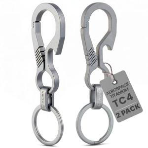 Ultra-Light Titanium Carabiner Keychain Clips - 2-Pack