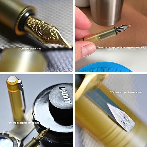 WANERSEN Amber Fountain Pen, Titanium Elegance Pen