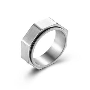 Rotatable Hexagonal Titanium Fidget Ring for EDC