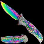 MADSMAUG Rainbow Skull Pocket Folding Knife