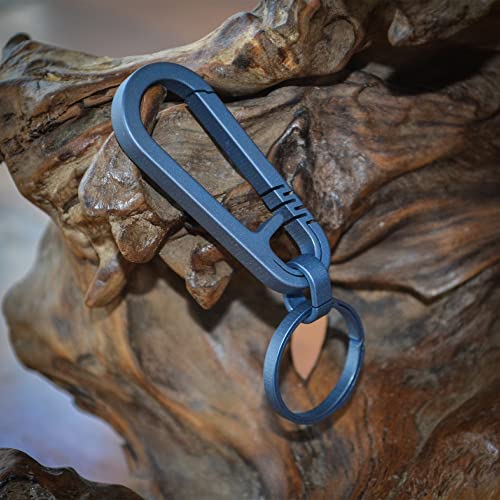 Blue Titanium Carabiner Clip Keychain for Outdoor Activities