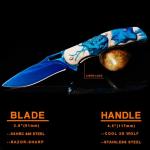 Vividstill 3D Titanium Wolf Folding Pocket Knife