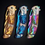 Vividstill 3D Titanium Wolf Folding Pocket Knife