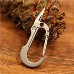 Compact Titanium Carabiner with Folding Knife EDC Tool